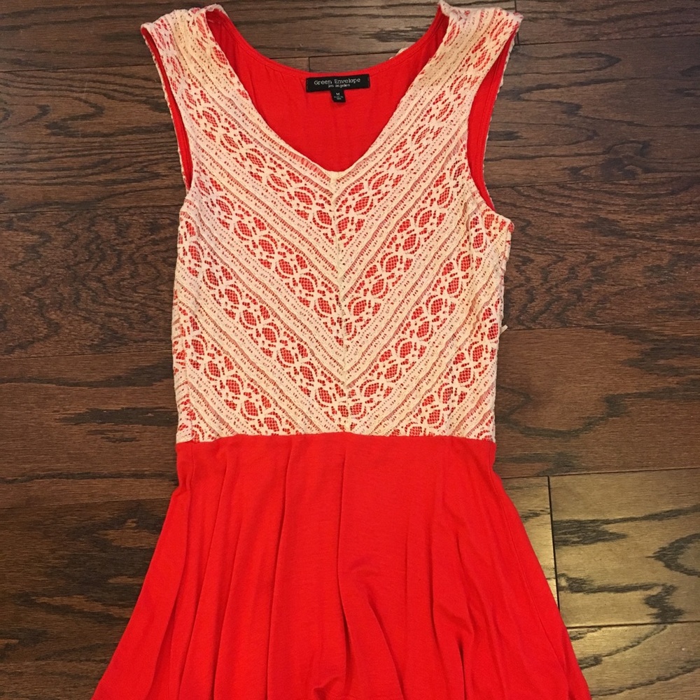 Beautiful red tank with lace detail
